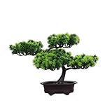 künstliche Bonsai Künstliche Bonsai-Baum Pflanzen Dekoration Kunstpflanze Pflanze,Japanischer Feng Shui Pinien,Feng Shui Lucky Deko,Kunstbaum,Höhe ca. 26 cm,GrüN