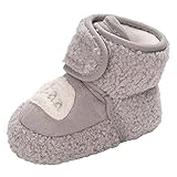 Happy Cherry Baby Fleeceschuhe Winter Stiefel Mädchen Jungen Lauflernschuhe Weicher Sohle Hausschuhe 11cm 0-6 Monate - Grau