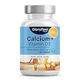 Calcium + Vitamin D3 - Hochdosiert mit 800 mg Calcium Carbonat + 1000 IE Vitamin D3 pro Tagesdosis - 180 vegetarische Tabletten (3 Monate) - Laborgeprüft, ohne Zusätze in Deutschland hergestellt