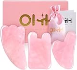 3 Stück Gua Sha Stein Massage Set, Gua Sha Anti-Falten Werkzeug, Anti-Aging Beauty Facial Therapie Gua Sha Set, Natürliche Massagestein für Gesichts Halshaut Wangen Hautstraffung(Rosa)