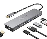 USB C Hub, Auoisgo USB C Adapter Kompatible mit MacBook Pro/Air Adapter, 6 in 1 mit 4K HDMI Ausgang, SD/TF Kartenleser, 100W PD, USB C Dock Kompatibel mit Laptop und Andere Typ C Geräten