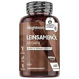 Leinsamen öl Kapseln - 180 vegane Weichkapseln - 1000mg Leinöl je Kapsel - Enthält Omega 3 6 9 - Nachhaltige & Pflanzliche Alternative zu Fischöl - Natürliche Zutaten - Flaxseed Oil - WeightWorld