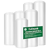 O2frepak 6 Folienrollen 15x600cm(1) und20x600cm(3) und28x600cm(2) Vakuumierrollen für Lebensmittel,BPA-Frei Vakuumierbeutel Sous Vide Beutel Folien für Vakuumierer und Folienschweißgeräte Geeignet