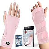 Von Ärzten Entworfen, Verstellbare Handgelenkstütze / Handgelenk-Schienen, Sehnenscheidenentzündung Bandage / Schiene Handgelenk, Stützende Nachtschiene Karpaltunnelsyndrom & Handbandage [Pink]