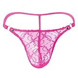 U/S New Lingerie Set Panty Lace T-Back G-String Dessous Mesh Herren Tanga Pouch Brief Satin Slip Plus, hot pink, Einheitsgröße