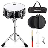 Vangoa Snare Drum Kit mit Ständer, 14 Zoll Professionell Snare Drum Set mit Ahornholz Hohlraum, 10 Lugs, Etui, Übungspad, Sticks, Stimmschlüssel, Schlagzeugständer-Tragetasche, Gurt