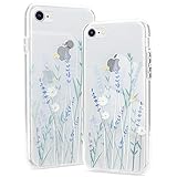 Pepmune Kompatibel mit iPhone 6 Plus/6S Plus Hülle Blumen Muster Transparent Handyhülle Durchsichtig Weich Silikon TPU Bumper Schutzhülle Case Cover für iPhone 6 Plus/6S Plus, Lila