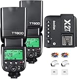 2 Pack Godox TT600 Blitz, GN60 HSS 1/8000s 2.4G Wireless X-System Kamerablitz Speedlite mit X2T-S Auslösesender, Kamera Blitz Kompatibel für Canon Nikon Olympus Fujifilm Panasonic