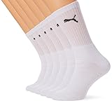 PUMA Unisex Sportsocken Cush Crew Sportsocke, Weiß, 43-46 EU , 6 Stück (1er Pack)