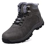 Harvest Land Winterschuhe Herren Warm Gefüttert Winterstiefel Wasserdicht Schneestiefel Rutschfest Trekking Wanderschuhe Outdoor Kurzschaft Stiefel,Dunkelgrau Gr.44