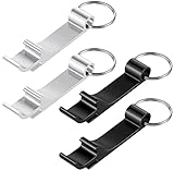 Flaschenöffner Schlüsselanhänger, 4 Stück (2 ×Schwarz, 2 × Silber), Aluminium Bieröffner, Bieröffner Schlüsselanhänger, Mini Flaschenöffner Schlüssel, Bottle Opener Anhänger Schlüssel