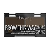 Rimmel London Brow This Way Augenbrauenpuder-Modellierset, gepflegtes Finish und ultimative Präzision mit Duo Compact Formula, Dunkelbraun, Pulver 0,04 oz, Wachs 0,03 oz