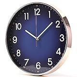 Modern Wanduhr Quartz Lautlos Wanduhr mit Navy blau Zifferblatt und rotgoldenem Gehäuse, High-End-Dekoration Wohnzimmer Schlafzimmer Küche Büro 30,5 cm, Rose Gold