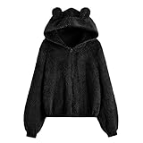 Generic Frauen Süße Warme Jacke Lolita Kleid Japanischer Stil Herbst Winter Kawaii Weiche Lammwolle Rüschen Kaninchenohren Kapuzenmäntel Mädchen Parkas Outwear