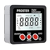 Digitaler Neigungsmesser Proster Digitaler Winkelmesser LCD-Hintergrundbeleuchtung IP54 Wasserdicht Digital Level Box mit Batterie mit Magnetfuß für Holzarbeiten Automobilwartung Industrie –Schwarz