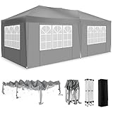 Hoteel 3x6m Outdoor Überdachungs, faltpavillon wasserdicht, pavillon mit 6 abnehmbaren Seitenwänden und Tragetasche für Partys, Grillabende, Hochzeiten