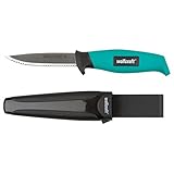 wolfcraft Outdoormesser mit gezahnter Klinge und Köcher I 4086000 I Messer für Hobby, Handwerk und Camping