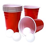 Takoon Becher Set Bestehend aus 50 Rote Wiederverwendbare Becher - 473ml / 16oz Red Cups für Camping, Weihnachten, Geburtstag, Hochzeit und Partys