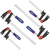 WORKPRO Schraubzwingen Set 4 Stück Spanner, Spannweite 150mm/300mm, Spannkraft 272kg, Ausladung 80mm, Stahl und Nylon für Holzbearbeitung präzises Fixieren von Holzwerkstücken