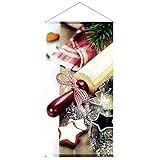 Dekobanner Stoffbanner Textilbanner Stoffposter Weihnachtsbäckerei mit Stange