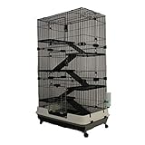 MyPets - Nager Käfig Big CAGE XXXL 160x75x50 cm mit Schublade für leichtes Reinigen - Voliere für Degu, Chinchilla, Frettchen, Wüsten-Rennmäuse & Co - mit Etagen und Leitern auf Rollen