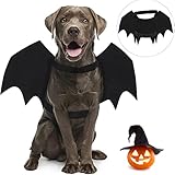 CEASELESLY Haustier Fledermausflügel,Halloween Haustier Kostüm,Katze Hund Fledermaus Kostüm,Halloween,Hundekostüme,Party,Cosplay,Dekoration,Schwarze Bekleidung für große Katzen Hunde(schwarz,groß)