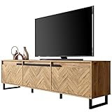 Newroom TV Lowboard Bartex Eiche Fischgrätenmuster TV Schrank Modern Klassisch - 186,4x53,8x42 cm (BxHxT) - Fernsehtisch TV Board Rack - [Melami.Four] Wohnzimmer Schlafzimmer