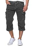 Indicode Herren Nicolas Check 3/4 Cargo Shorts aus Baumwolle | Herrenshorts für Männer Raven XL