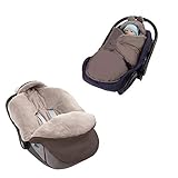 millybo Baby Einschlagdecke für Winter geeignet für Kinderwagen Babyschale Babybett Autositz Buggy (601.300 Nylon schokolade- Minky latte)