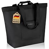 COTTARA® Einkaufstasche groß | Shopper mit Reißverschluss, verstärktem Boden und wasserabweisendem Material | Ideal als Tragetasche, Shopping bag, Badetasche Herren und Damen | schwarz 40L