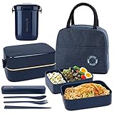 UHAPEER Bento Box für Erwachsene und Kinder, Tragbare Auslaufsichere Lunchbox mit Tasche, Mikrowellengeeignet Brotzeitbox, Brotdose für Arbeit und Schule