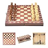 Schachspiel Schachbrett Chess Board Schachbrett Schach Holz Reise Magnetische Schachfiguren Folding Turnier Spielbrett Outdoor für Kinder & Erwachsene Gehirn Übung Spiel