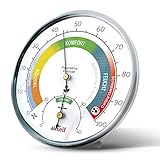 airself Thermohygrometer analog für innen – Raumthermometer und Feuchtigkeitsmesser in einem – Raumklimakontrolle mit farbigen Komfortzonen