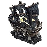 xiangshang shangmao Aquarium Decor gesunken Wrack Boot Piraten beschädigt Schiff Aquarium Höhle Stein Ornament