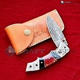 Damast-Stahl Taschenmesser | Klappmesser | Outdoor Messer | Damastmesser | Rettungsmesser | Handgefertigt | Handmade Folding Knife | FK51