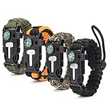 ceuao Survival Armband Kit 4er-Set für Outdoor Survival, Survival Kit Outdoor Armband überlebensarmband, Paracord Armband Herren, Überlebensarmband, Feuerstein, Kompass, zum Outdoor-Aktivitäten