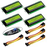 GeeekPi 1602 16x2 Character LCD Display Module Yellow Backlight with IIC I2C Serial Interface Adapter board for Raspberry Pi Arduino STM32 DIY Maker Project BPI Tinker Board Electrical IoT (4Pack)