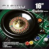 DA VINCI 40,6 cm (16 Zoll) Roulette-Radspiel-Set mit 120 11,5 Gramm Chips, volle Größe, 90 x 150 cm Filz-Layout und Rechen