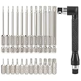 Hakkin 24 Stück Torx Lang Schraubendreher Stern Bit Set 1/4' Magnetisch Sternenkopf Schraubenziehe Set 75mm Sechskantschaft S2 Stahl Schnellspanner für einfache Befestigung Elektronische Reparatur