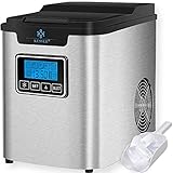 KESSER® Eiswürfelbereiter | Eiswürfelmaschine Edelstahl | 150W Ice Maker | 12 kg 24 h | 3 Würfelgrößen | Zubereitung in 7 min | 2,2 Liter Wassertank | Timer | LCD-Display | Selbstreinigungsfunktion