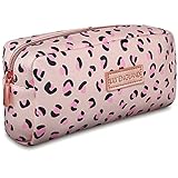 Federmäppchen Mädchen, Vielseitiges Federmäppchen für Schreibwaren, Schule, Toilettenartikel - Kleine Kosmetiktasche mit Leopardenmuster für Damen, in Rosa und Cremefarben