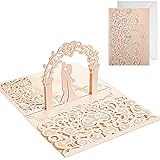 Pop Up Hochzeitskarte 3D Karte Brautpaar mit Romantischen Hochzeit Geschenkkarte mit Umschlag Glückwunschkarte für Paare Grußkarten für Braut Valentinstag Jubiläumskarte Geschenk (Rosa)