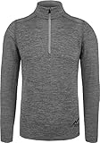 normani Herren Premium Merino Outdoor Langarm-Shirt Longsleeve mit Reißverschluss, 100% Merinowolle Pullover mit 1/4 Zip Farbe Stonegrau Größe XL/54