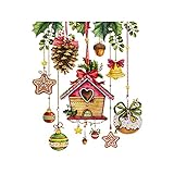 Weihnachtsdeko Aufkleber Fensterbilder Fenstersticker Weihnachtsstern Glocke Sticker Winter Deko für Wohnzimmer Schlafzimmer Fensterglas Verschönerung Dekoration Wandaufkleber (Multicolor, One Size)