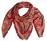 Lorenzo Cana XL Luxus Seiden - Stola Tuch Schaltuch jacquard gewebt 100% Seide Paisley Muster Pashmina Seidenschal Seidentuch Rot 7857477