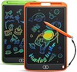 Dirrelo 2 Stück Zaubertafel 10-Zoll LCD Schreibtafel kinderspielzeug ab 2 3 4 5 6 Jahre Mädchen Junge, Bunte Bildschirm Maltafel Kinder Mädchen Geschenke für Geburtstag Weihnachten, Orange/Grün