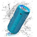 Ortizan Bluetooth Lautsprecher mit Licht, Musikbox Tragbarer Bluetooth Box mit IPX7 wasserdicht, Dualen Bass-Treibern, 30h Akku, Freisprechfunktion für Phone, Draußen