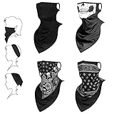 Flintronic Multifunktionstuch Gesichtsmaske 4 Stück Winddicht Motorrad Mundschutz Maske Herren/Damen Halstuch Waschbar Sturmhaube Maske Balaclava Loop-Schal mit Ohrschlaufen für Fischen Laufen Wandern