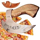 Rolempon Pizza-Axt - Handgemachte Wikinger-Pizza-Axt - Vintage-Pizzaschneider aus Edelstahl, rostfreie Pizza-Axt Wird Nicht gebogen, um sogar Pizza-Küchenwerkzeug zu schneiden