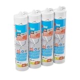 Knauf FIX + FINISH Maleracryl Viererpack für Dehnungs- und Anschluss-Fugen mit geringer Beanspruchung – Dicht-Acryl, Fugen-Masse zum Dichten im Innen- und Außen-Bereich, 4 x 300 ml, weiß